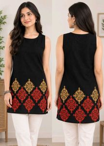 Stylish Black Sleeveless Kurta