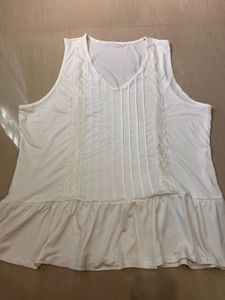 White Lace Trimmed V-Neck tops