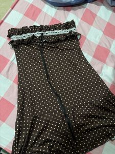 Dark Brown Polka Dot Tube Dress