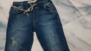 Distressed Blue Denim Joggers