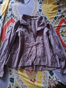 Women's Purple Collared Long Sleeve Top
