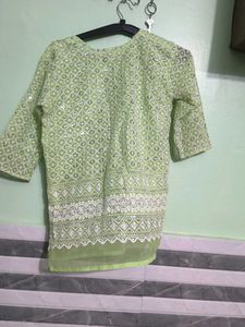 Elegant Green Sequined Chikankari Kurta not used