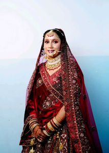 Stunning maroon Bridal Lehenga with double dupatta