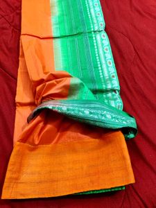Zari Border Orange Silk Saree ✨