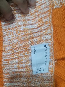 Orange &amp; White Knit Crop Top