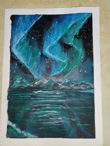 Aurora Borealis Landscape Painting