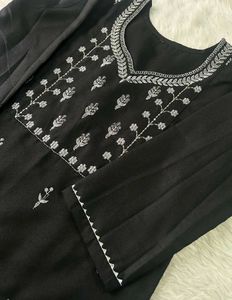Elegant Black Kurta Set with Silver Embroidery