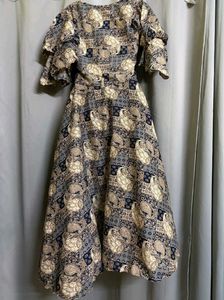 Bohemian Print Puff Sleeve Dress