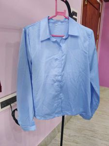 Classy Blue Satin Shirt
