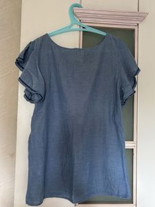 Blue Embroidered Tunic Top