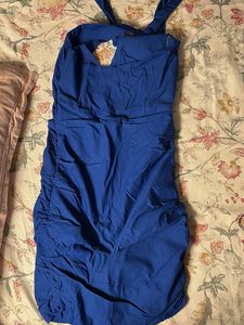 Blue Halter Mini Dress