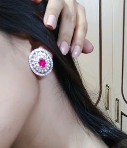 Ruby &amp; Diamond Halo Earrings