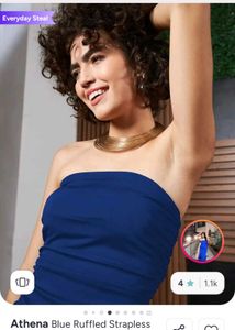 Elegant Blue Strapless Party Dress