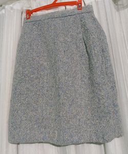 Grey Textured A-Line Skirt