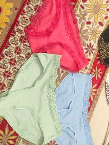 3 combo Lace Trim Panties - Colorful Set