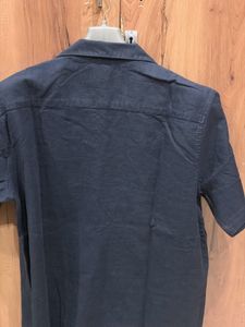 Men's Navy Embroidered Short Sleeve Shirt