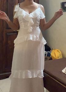 white ruffle dress