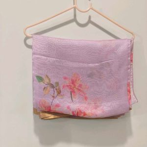 pink Floral Saree