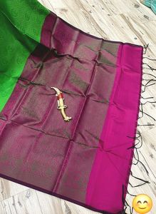Green &amp; Pink Silk Saree