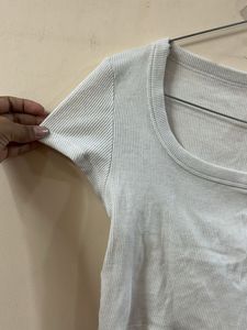 White Ribbed Cropped Top