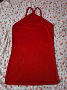 Red Halter Neck Tank Top