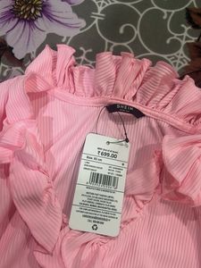 Pink Ruffled Long Sleeve Top