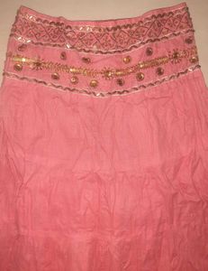 💟 BLUSH BREEZE TIERED SKIRT - Orange-Pink