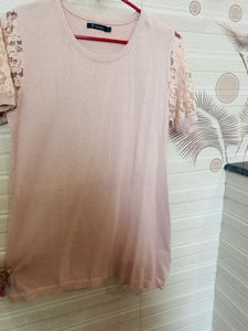 Chic Pink Lace Sleeve Top