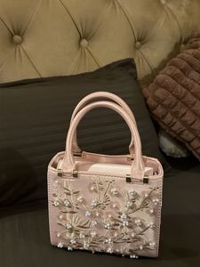 Zara Pink Embroidered Top Handle Bag