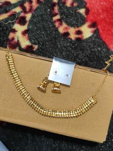 sky Blue and golden Necklace