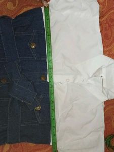 Women's White &amp; Blue Denim Shirt Dress | Belted |