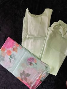 Shiny Silk Dress With Pant and Dupptta