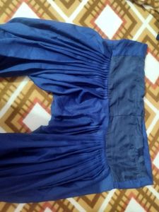 Elegant Blue frock Salwar set with Pink Embroidery
