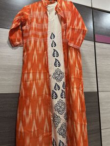Stylish Kurta Set with Ikat Print Shrug