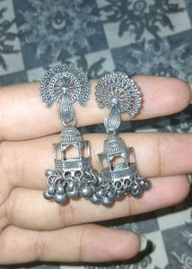 Oxidized Silver Jhumka Earrings anti-tarnish
