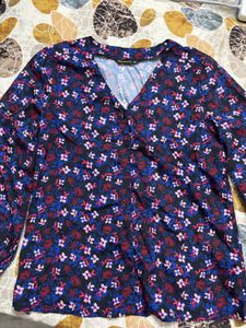 dressberry Floral Print V-Neck Button-Up Top