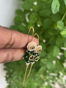 Elegant Green Beaded Drop Earrings