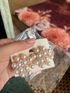 Set of 4golden 2Rosegold &amp; 1Pearl stud AntiTarnish