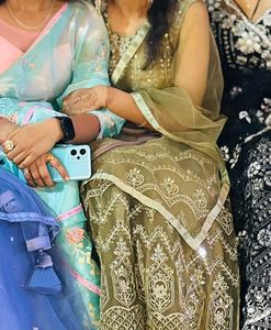 beautiful green lehnga chunri with shrug