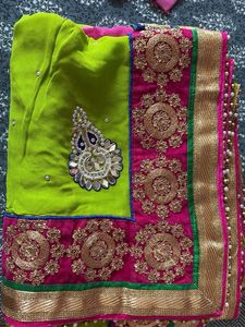 Vibrant Saree with Embellishments