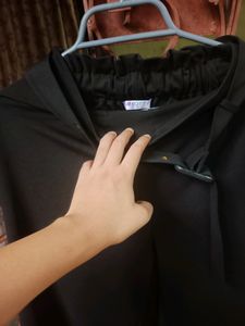 Black Pant With Belt And Pink Ribbed Crop Top