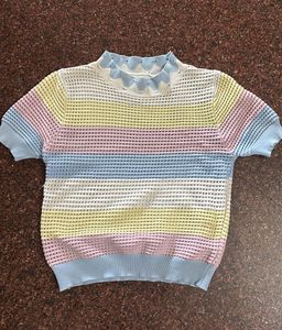 Striped Crochet Knit Top
