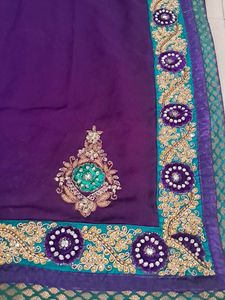 Beautiful Purple Embroidered Saree