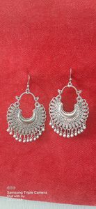Oxidized silver earing...very light in weight to handle!!! This traditional hanging will complement any Indian attire....also Ideal 🎁  gift for  loved ones