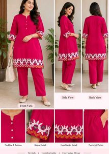 Beautiful Pink cordsetSet with Embroidery