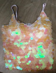 Trendy Iridescent Sequin Top
