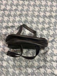 Vintage Black Faux Leather Shoulder Bag
