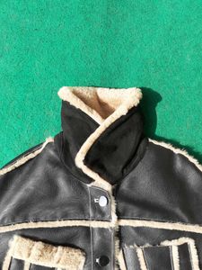 Chic Faux-Leather Shearling Aviator Jacket