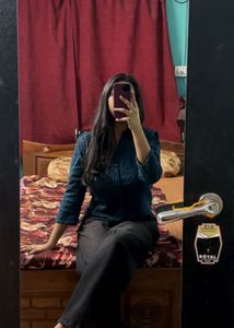 Dark Teal V-Neck Button Top