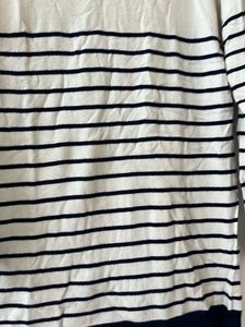 white blue striped top